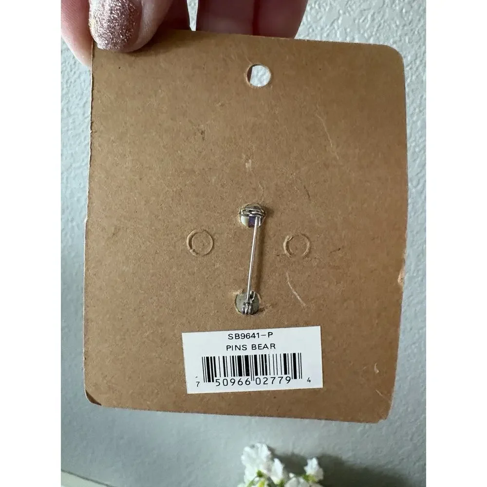 Vintage Shelly Bears Teddy Bear Brooch Pin 1997 Hat Roses NOS Light Bear Scarf